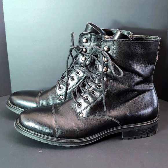 J75 Jump Mens Black Leather Combat boots,Size 12. - Picture 2 of 12